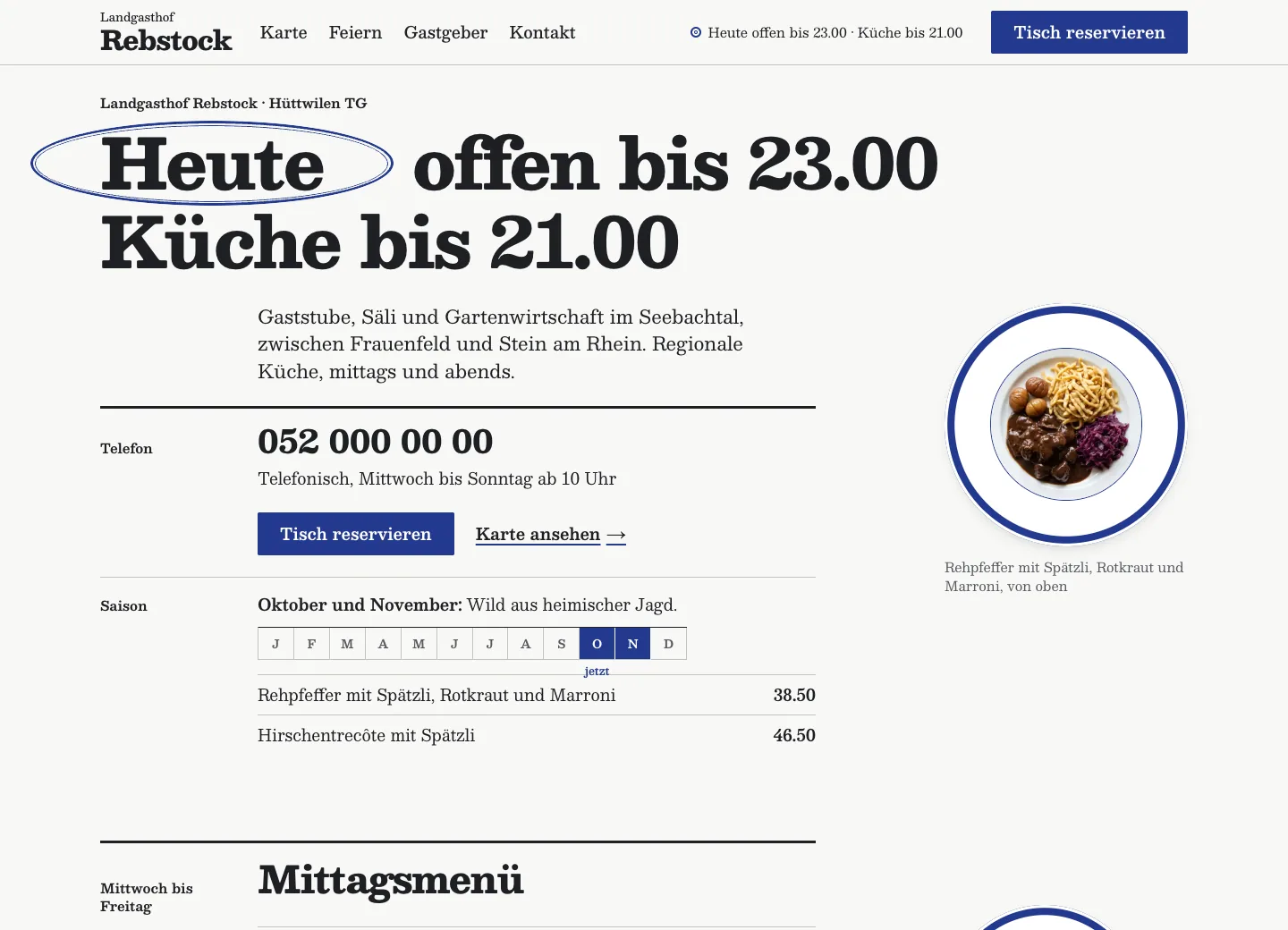 Startseite der Demo Landgasthof Rebstock auf dem Computer und auf dem Handy