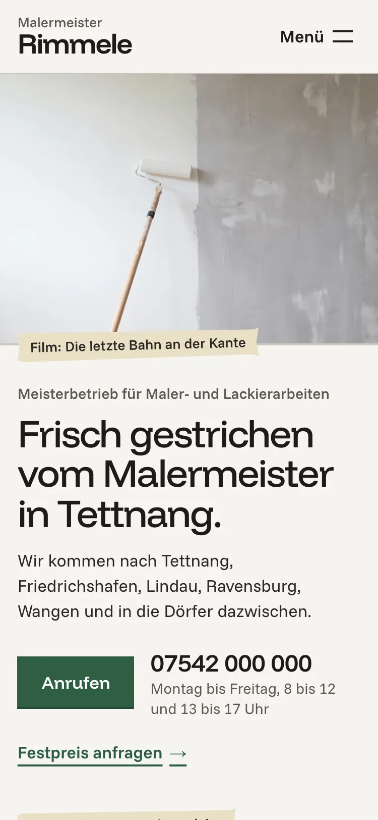 Startseite der Demo Malermeister Rimmele auf dem Computer und auf dem Handy